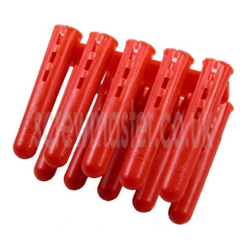 100 Red Wall Plugs masonry fixings for M3.5 & M4 screws