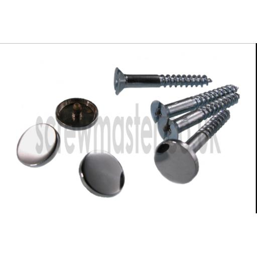 Pack of 4 Mirror Screws with Polished Chrome Disc screw in Cap 20mm diameter flat Cover Head