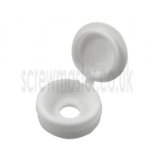 20 Hinged Screw Cover Caps White for M3.5 & M4 screws (6 and 8 gauge)