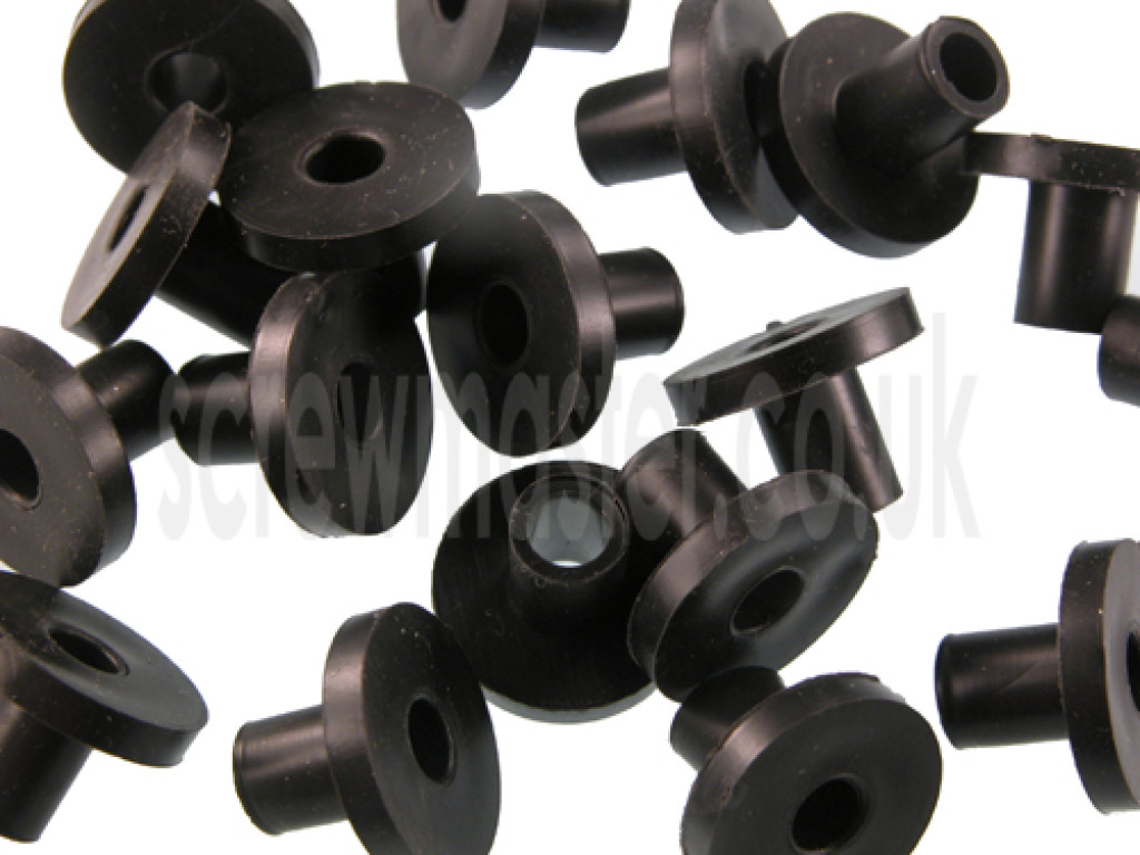Flanged Spacer Sleeve Grommet Black Plastic Cushion Glass for Mirror Screws