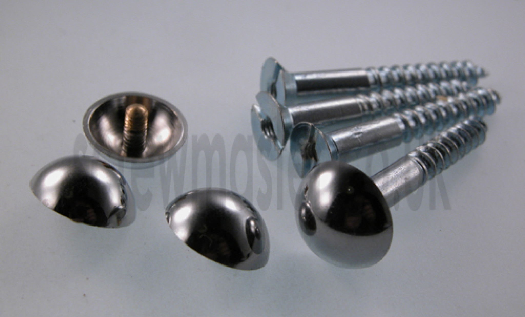 MIRROR DOME SCREWS BRITISH MADE 3/4 INCH 8 GAUGE CHROME PLATED BRASS 10 PACK 