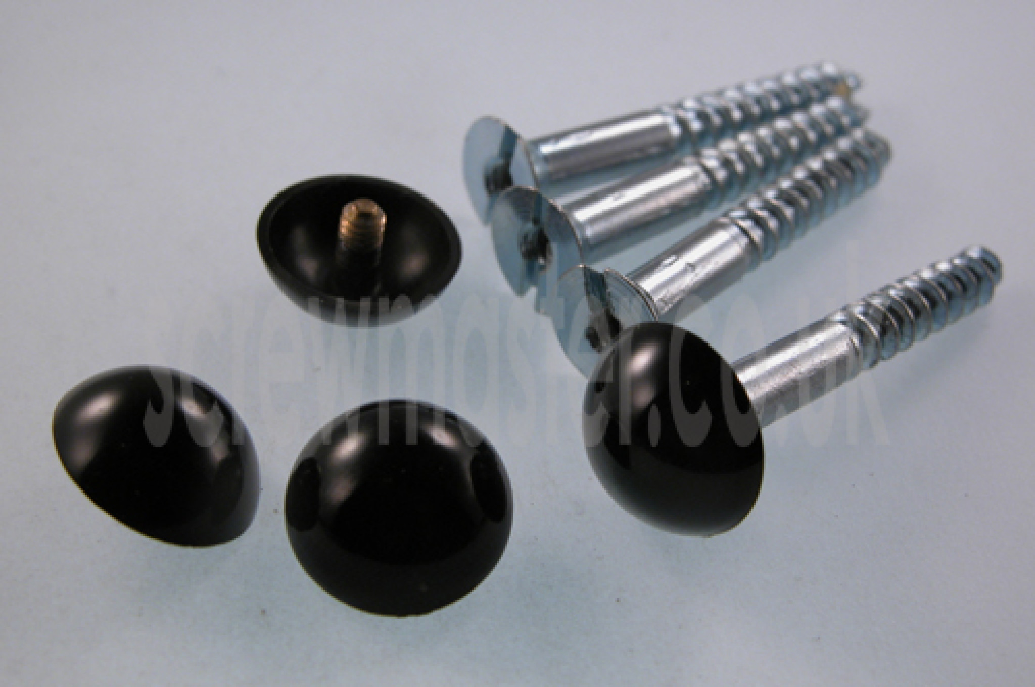 set of 4 Mirror Screws with Black Powder Coated Dome screw in Cap 12mm